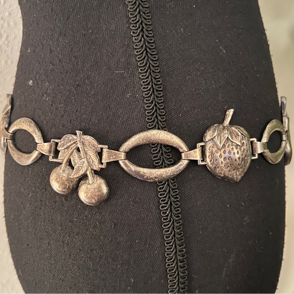ESCADA Women’s Vintage Apple, Strawberry, Pear, Cherries Brushed Metal Belt - Picture 5 of 16